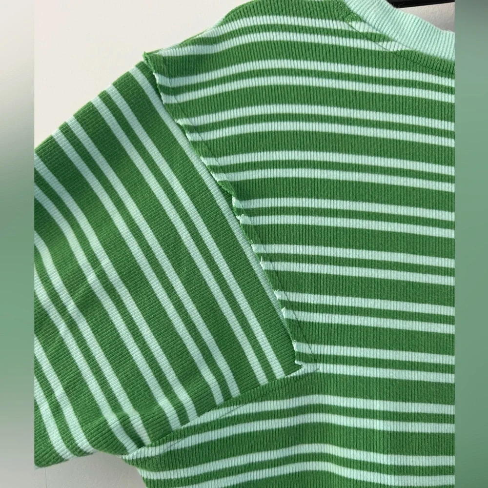 Anthropologie Maeve Green Striped Top - Picture 5 of 6